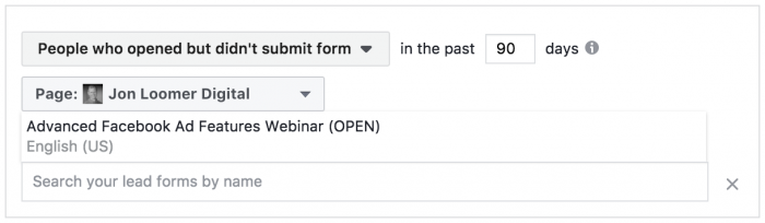 Facebook Lead Form Custom Audiences