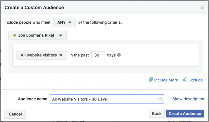 Facebook Website Custom Audiences