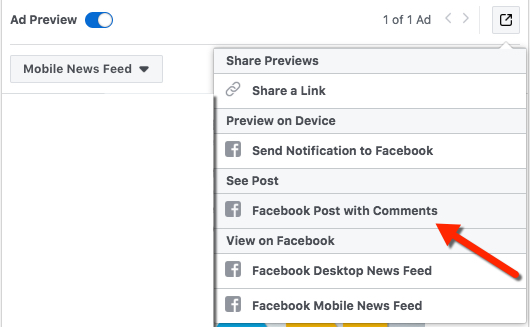 Facebook Ad Preview Link