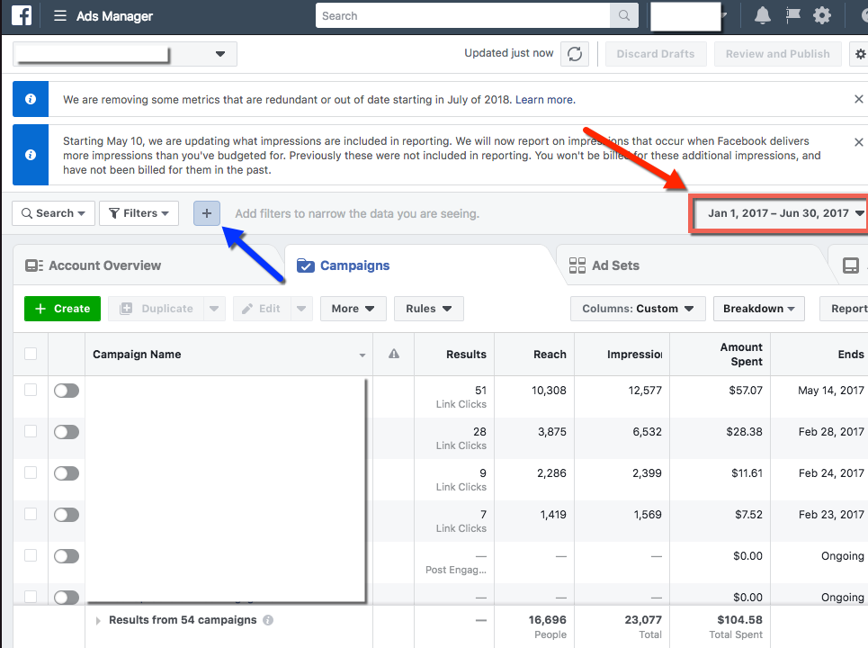 6 Month Filtered View - Facebook Paid Reach