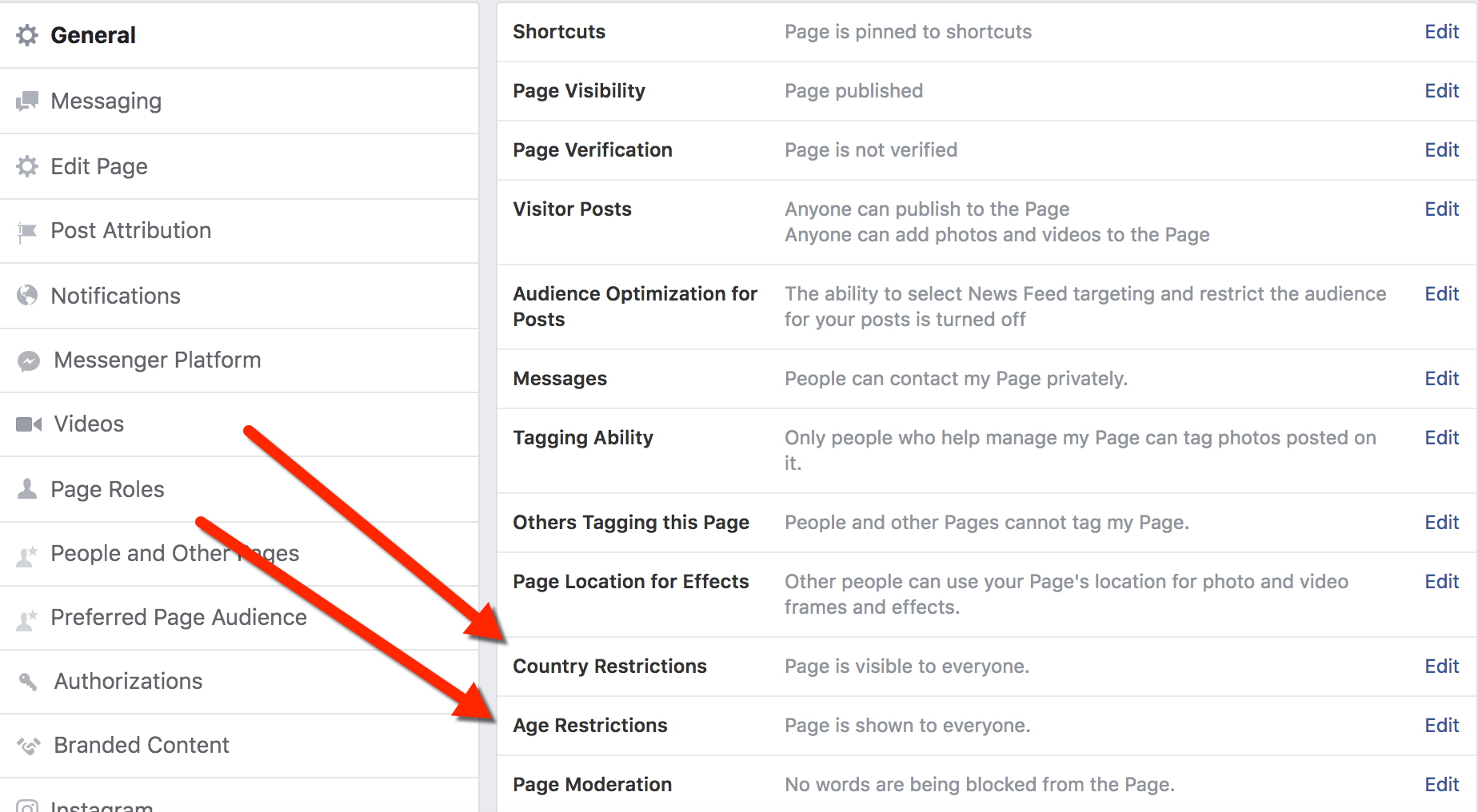 Restrict Your Facebook Audience - Page-Level Options