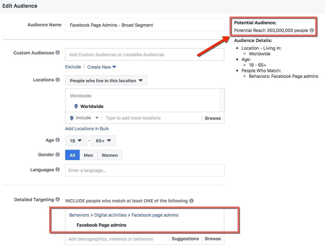 Facebook Page Admins General Interest Segment