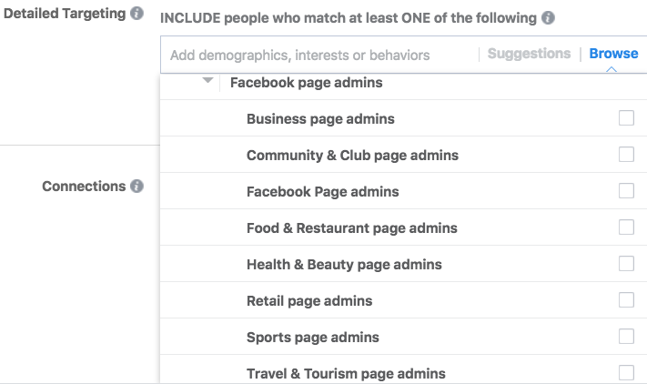 Facebook Interest Targeting - Page Admin Options
