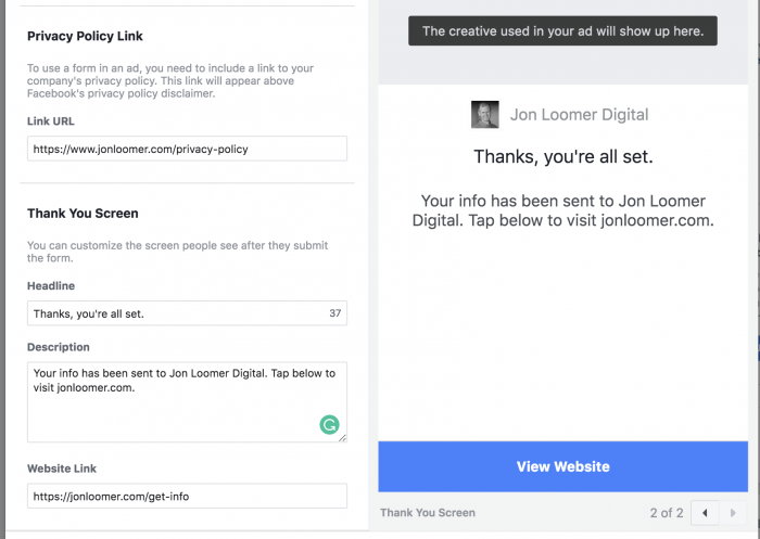 Facebook Canvas Contact Form