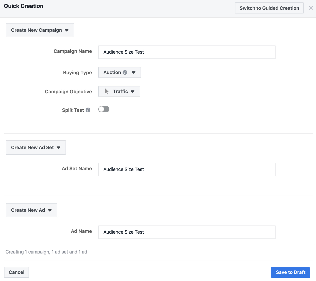 Facebook Campaign Creation - Ad Set and Ad