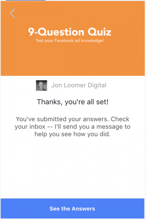 Facebook Lead Ad Form Quiz