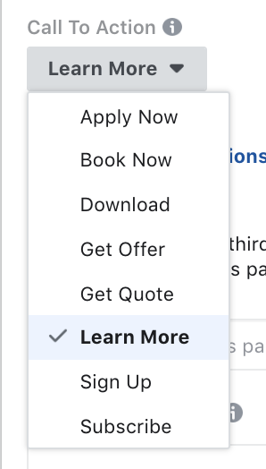 Facebook Ad CTA