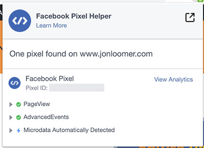 Facebook Pixel Helper