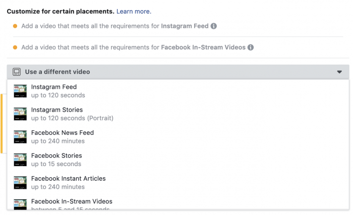 Facebook Ads Placements Custom Creative