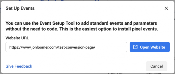 Facebook Pixel Event Setup Tool