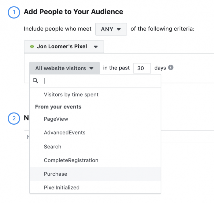 Facebook Website Custom Audiences Events