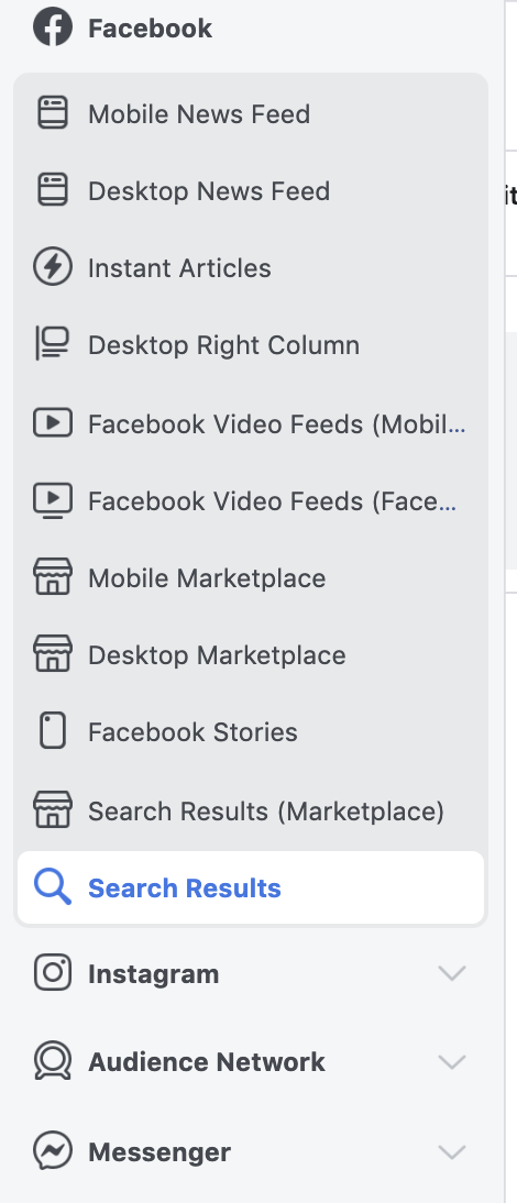 Facebook Search Placement