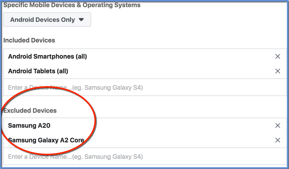 Exclude Specific Devices - Samsung Example