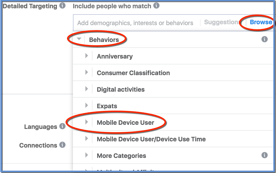 Detailed Targeting - Browse - Mobile Device User