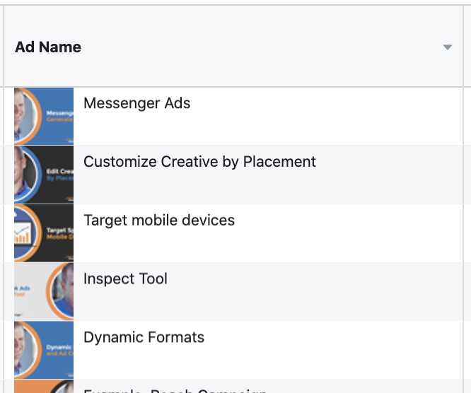 Facebook Ad Names