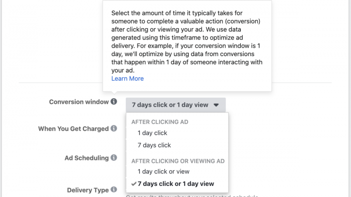 Facebook Ads Conversion Window