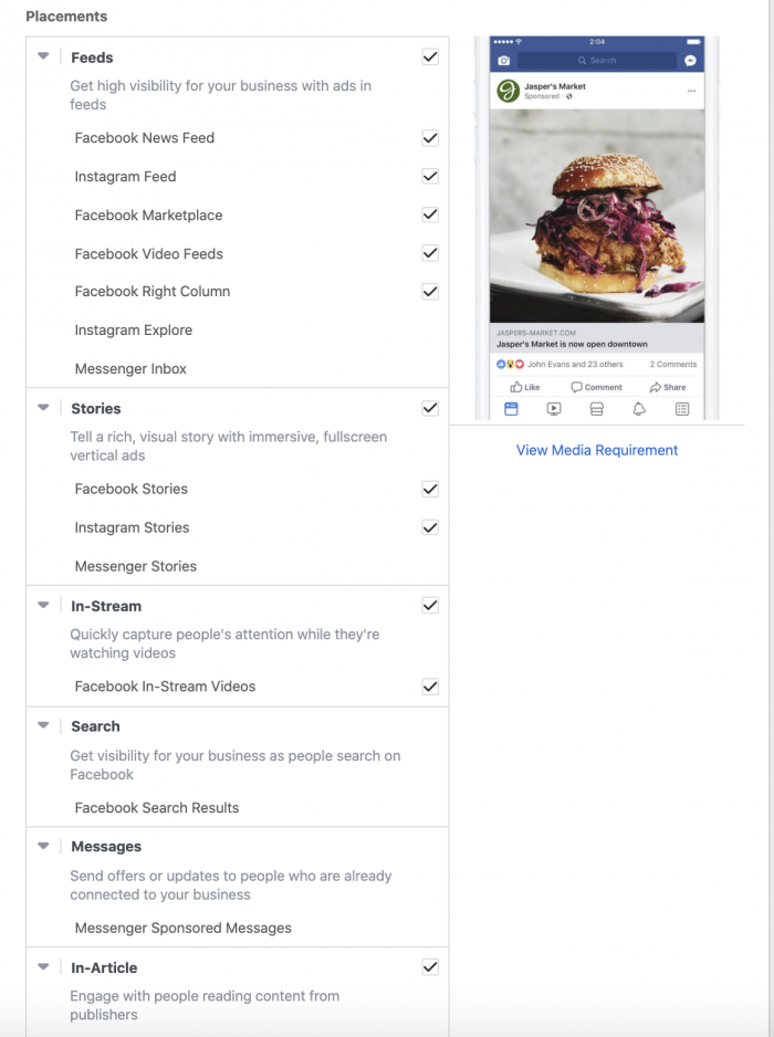 Facebook Ads Placements