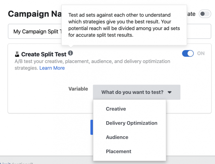 Facebook Ads Split Test