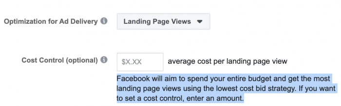 Facebook Landing Page Views Optimization