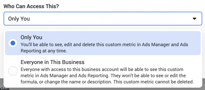 Facebook Ads Manager Custom Metrics