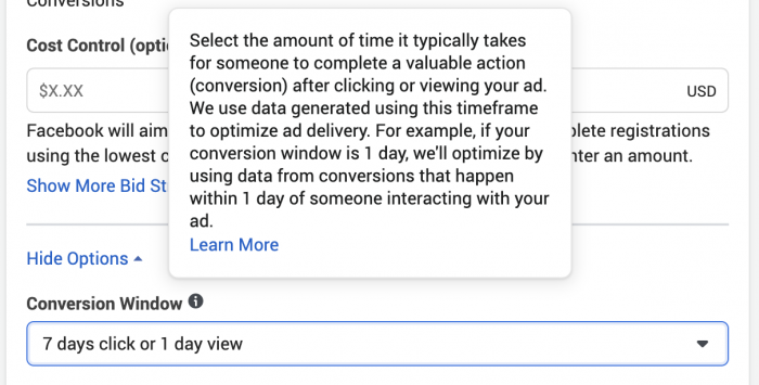 Facebook Ads Conversion Window