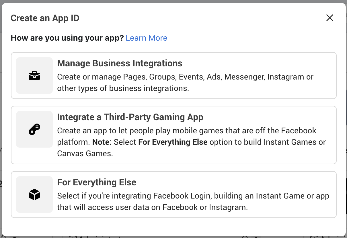 Managing Facebook App