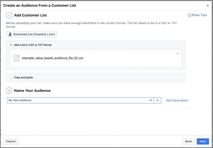 Facebook Custom Audience Data Email