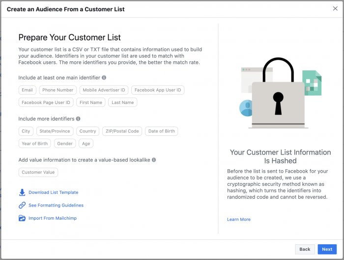 Facebook Custom Audience Data Email