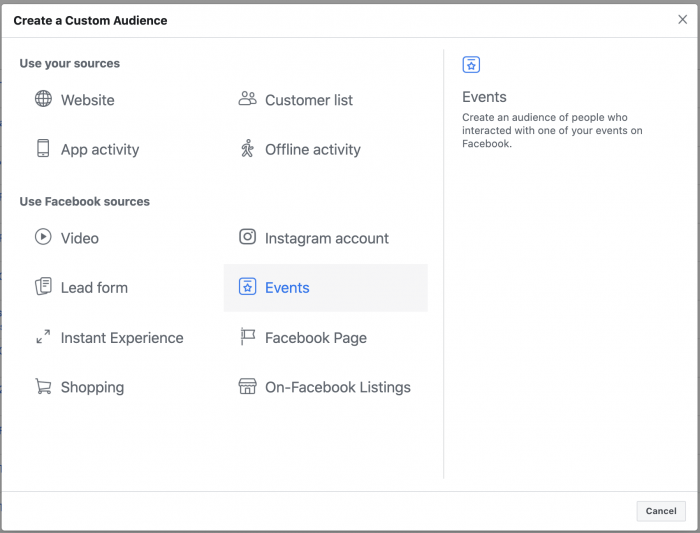 Facebook Event Custom Audience