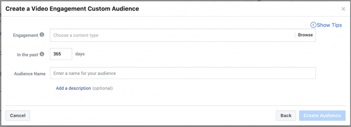 Facebook Video Engagement Custom Audience