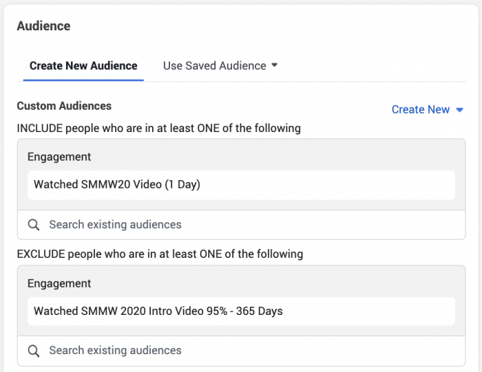 Facebook Video Engagement Custom Audience