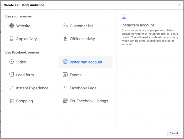 Instagram Account Custom Audience