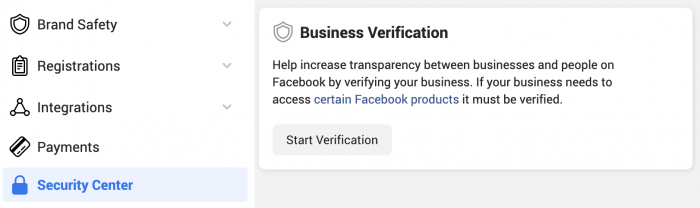 Facebook Business Verification