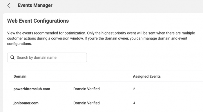 Web Event Configurations