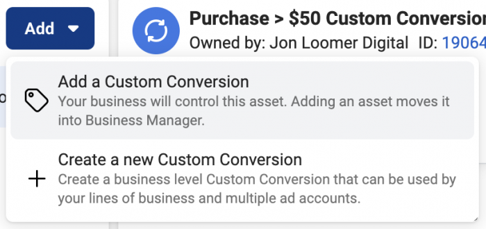 Add Custom Conversion to Business Manager