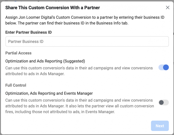 Custom Conversion Assign Partners