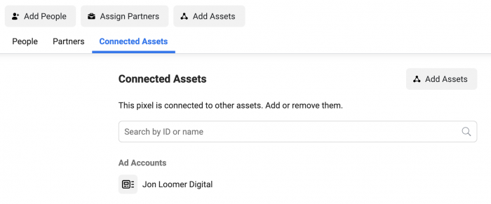 Facebook Pixel Connected Assets