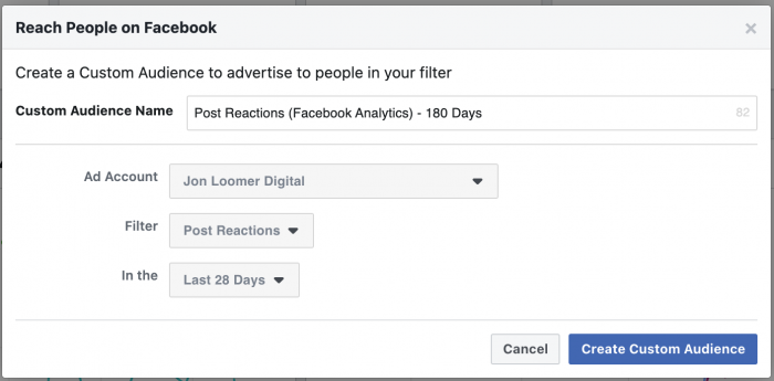 Facebook Analytics Filter