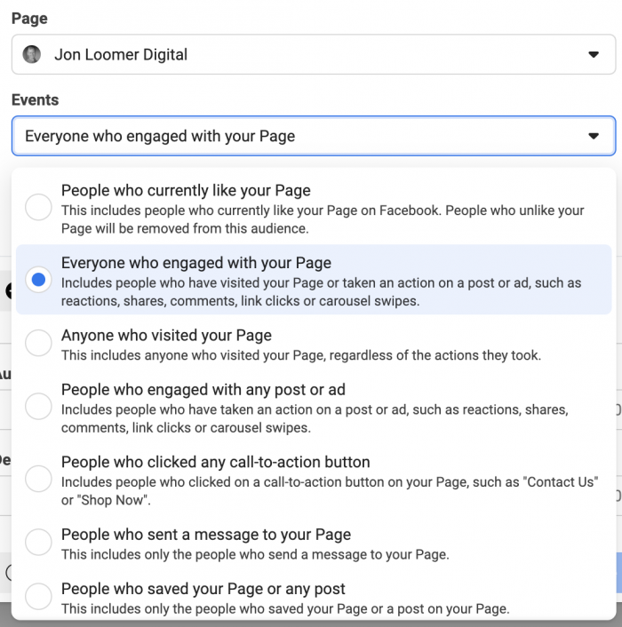 Facebook Page Engagement Custom Audiences