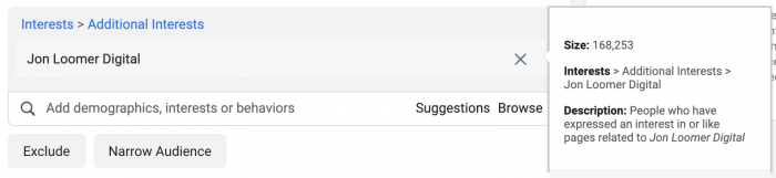 Facebook Interest Audience Size