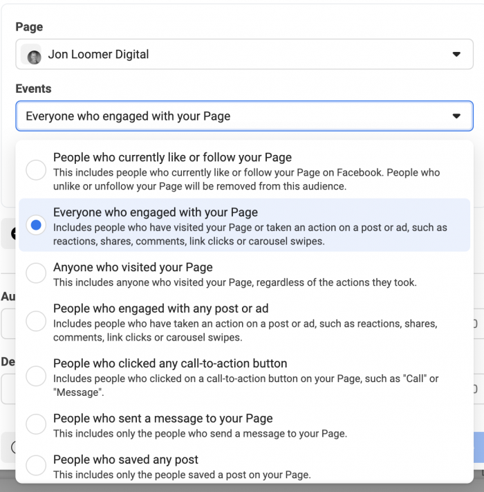 Facebook Page Engagement Custom Audiences