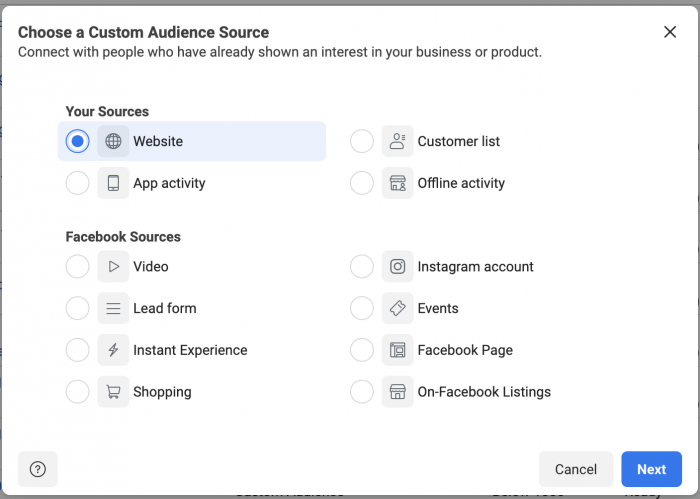 Facebook Website Custom Audience