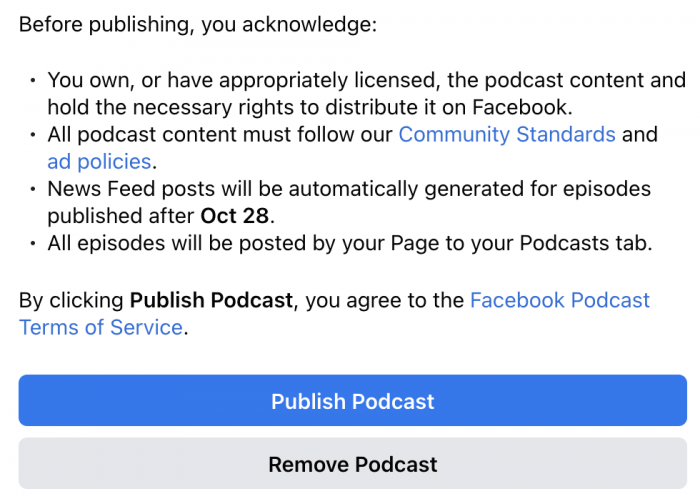 Publish Podcast to Facebook Page