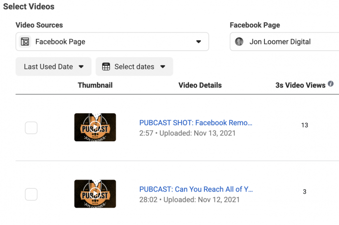 Facebook Podcasts Videos