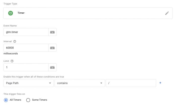 Google Tag Manager Timer Trigger