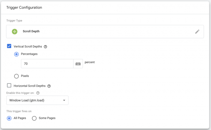 Google Tag Manager Scroll Depth