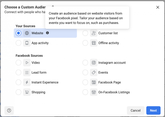 Facebook Website Custom Audience