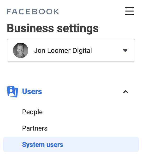 Facebook System Users