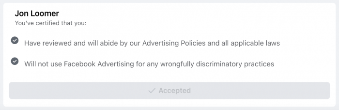 Facebook Non-Discrimination Acceptance