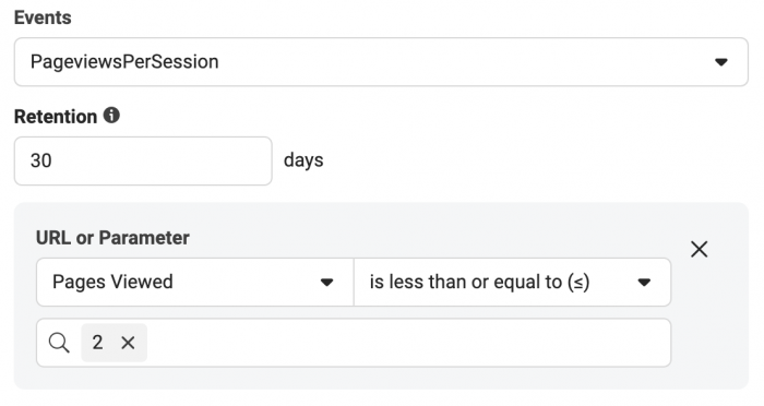 Website Custom Audience 2+ Views Per Session